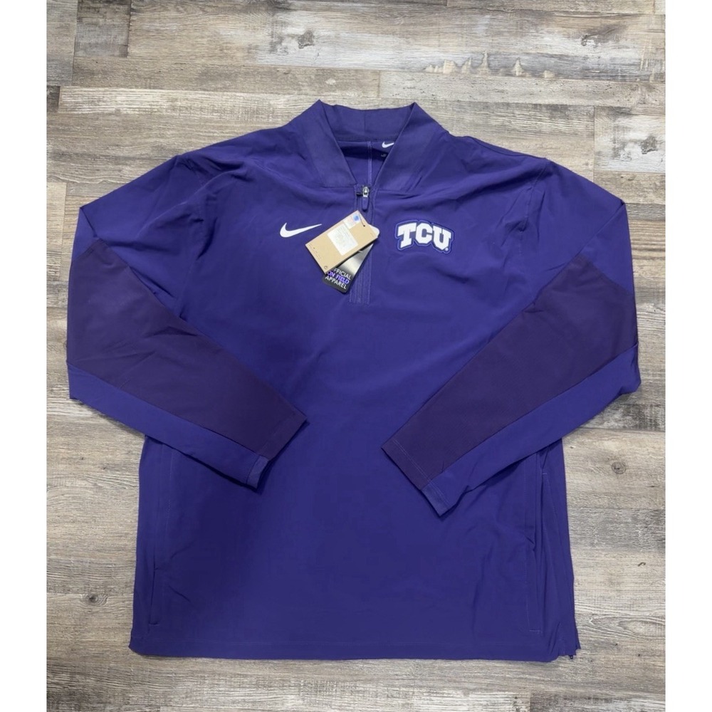 Nike TCU Horned Frogs Coaches Quarter-Zip 1/4 Jacket Purple Men's XL X-Large